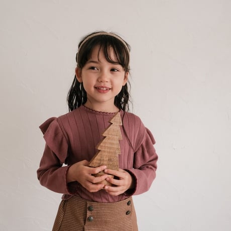 Frill knit tops / cherry