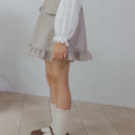 Frill suspender skirt / tweed grey