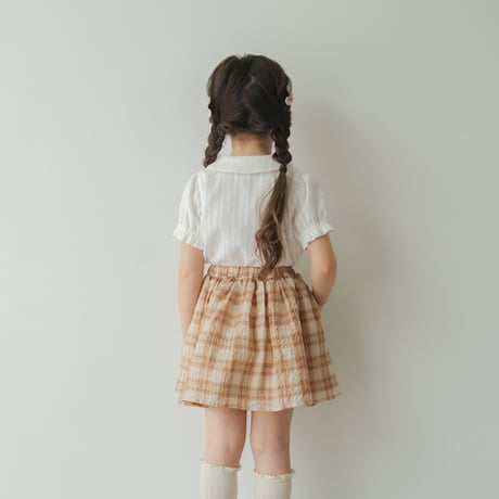 Gather skirt / Coral check