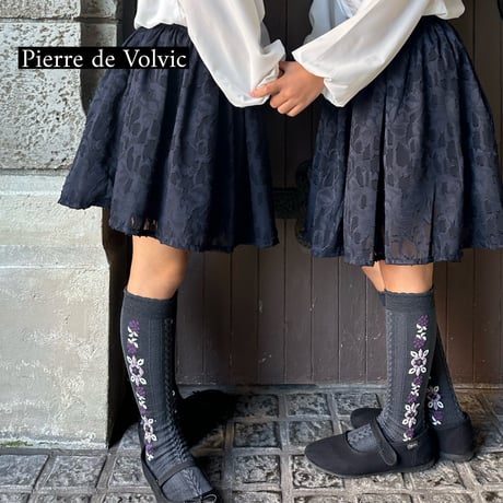 Collegien / Dalia - Jacquard Flower Knee-high Socks