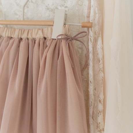 Tulle ribbon skirt / powder pink