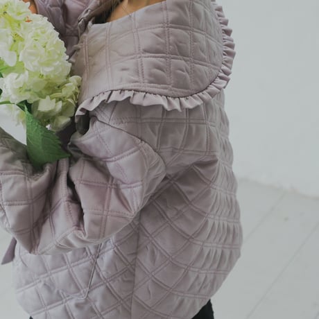 Quilting frill short coat / lilac