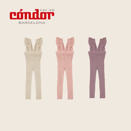 condor / Warm cotton leggings with flounced suspenders