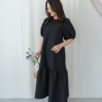 ladies Back ribbon dress / black