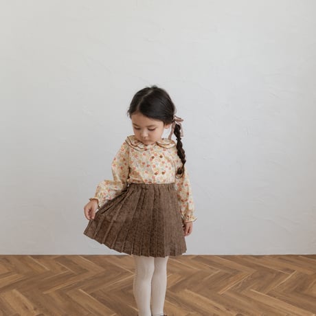 Double button blouse / autumn cream flower