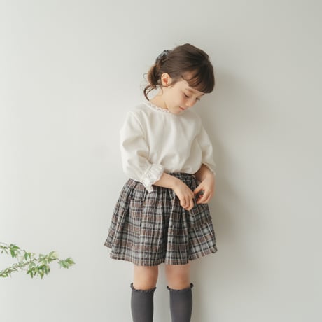 Gather skirt / Choco mint check