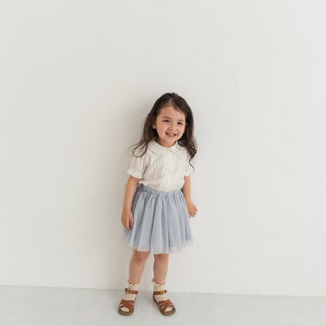 Tulle ribbon skirt / pail blue