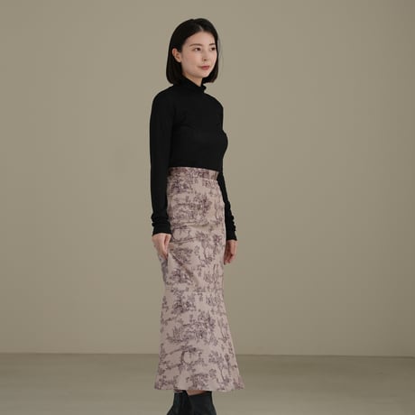 ladies Siren skirt / toile de jouy - pink brown