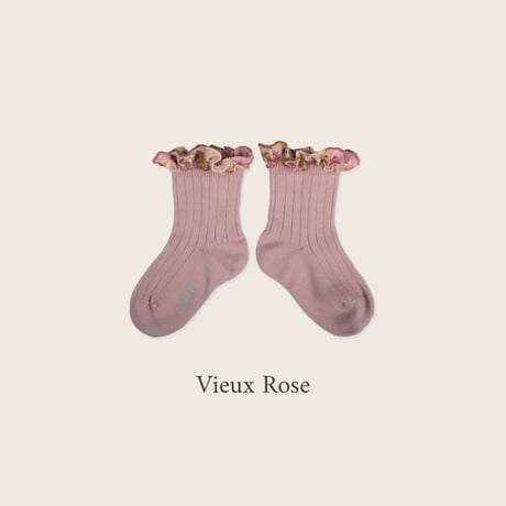 Collegien / Anémone - Embroidered Ruffle Ribbed Ankle Socks