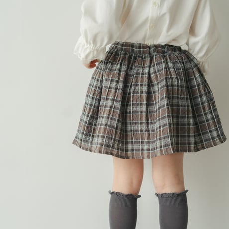 Gather skirt / Choco mint check