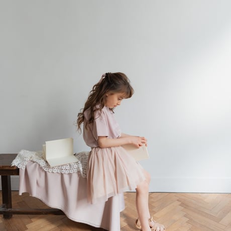 Tulle ribbon skirt / powder pink