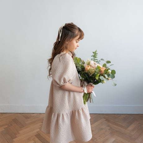 kids Back ribbon dress / baby pink