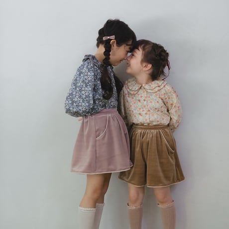 Double button blouse / autumn cream flower