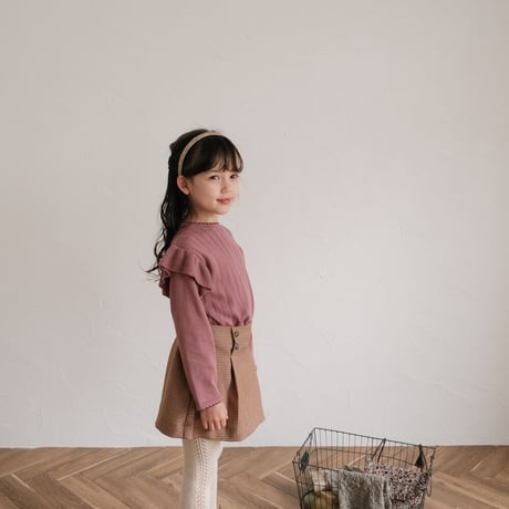 Frill knit tops / cherry