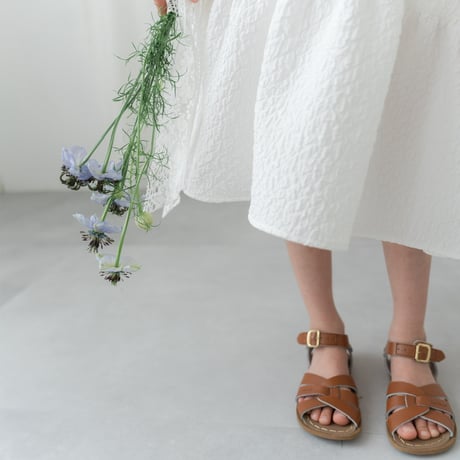kids Back ribbon dress / white