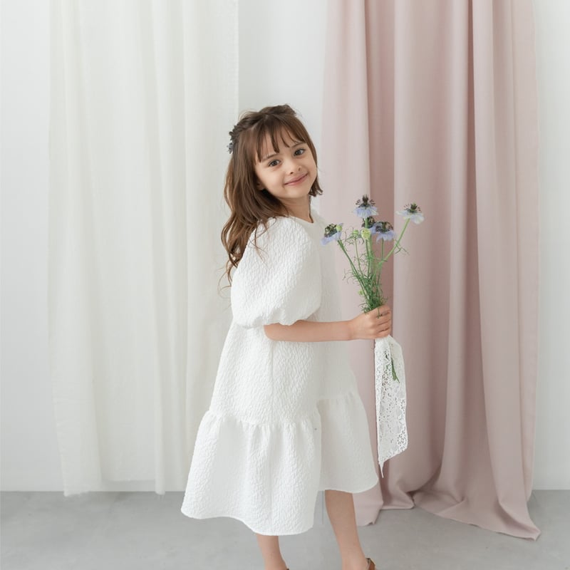 kids Back ribbon dress / white | june -little c