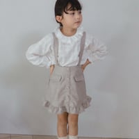 Frill suspender skirt / tweed grey