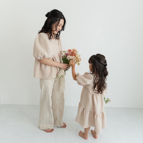 kids Back ribbon dress / baby pink