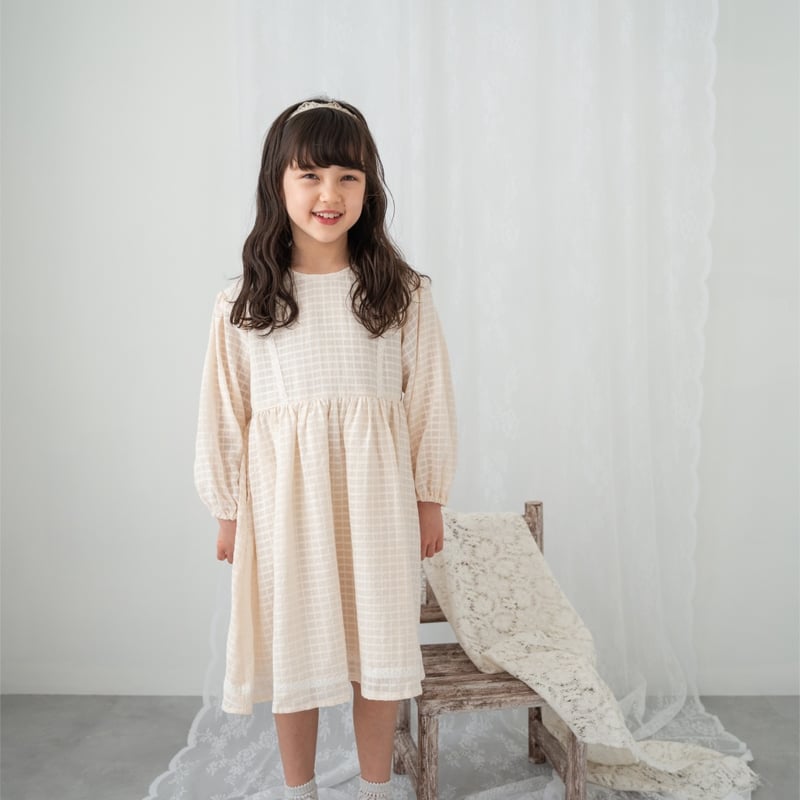 Shadow check dress / ecru | june -little closet-