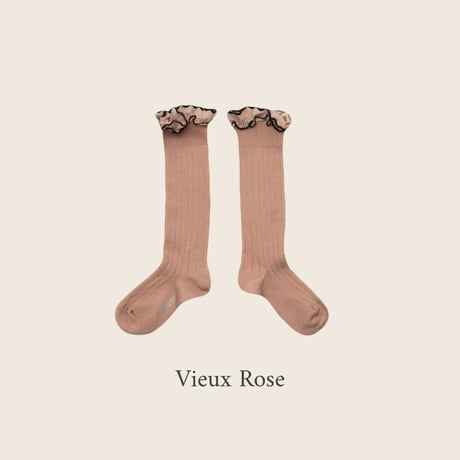 Collegien / Constance - Ribbed Knee-high socks with Rick-Rack Ruffle