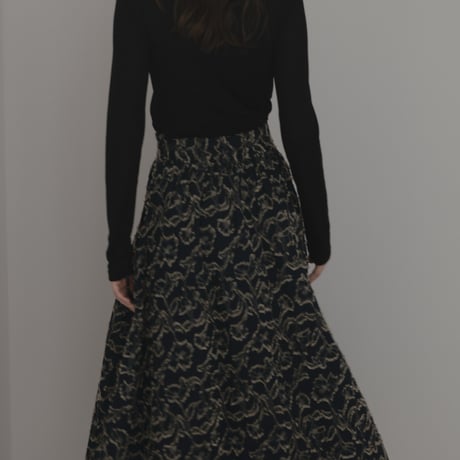 ladies Maison Flare skirt / navy jacquard