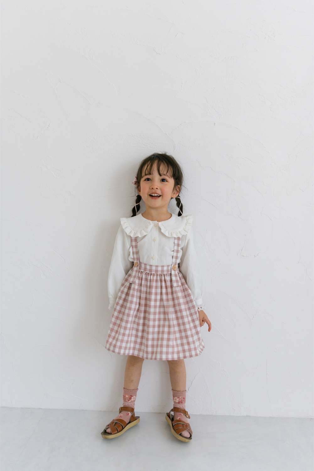 Suspender skirt / pink gingham | june -little c