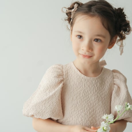 kids Back ribbon dress / baby pink