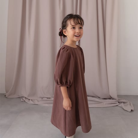 kids Puff sleeve dress / chocolate