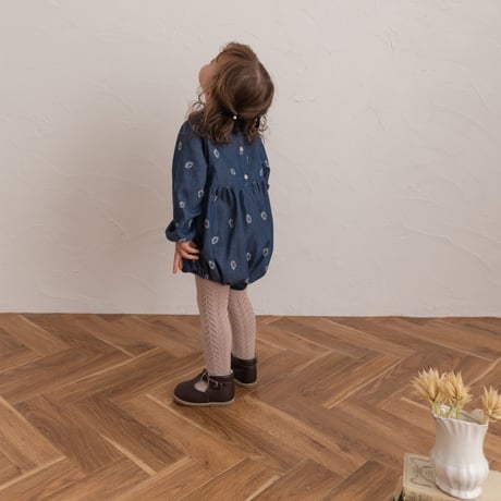 Charlie rompers / blue denim flower