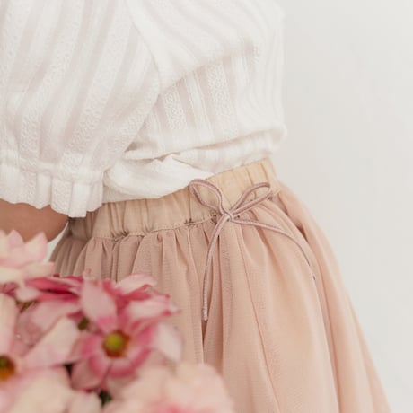 Tulle ribbon skirt / powder pink