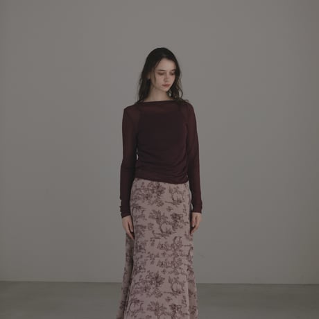 ladies Siren skirt / toile de jouy - pink brown