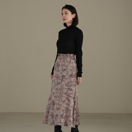 ladies Siren skirt / toile de jouy - pink brown