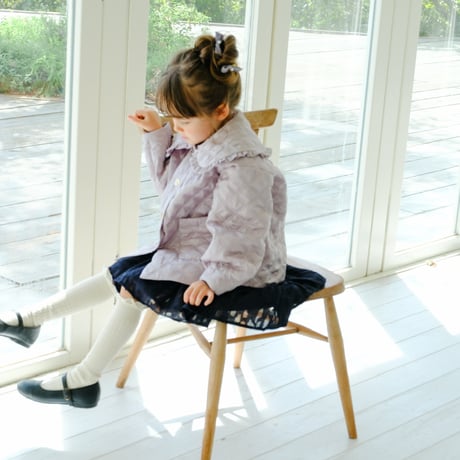 Quilting frill short coat / lilac