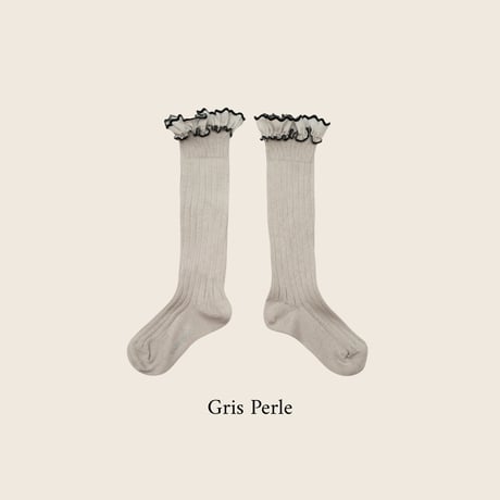 Collegien / Constance - Ribbed Knee-high socks with Rick-Rack Ruffle