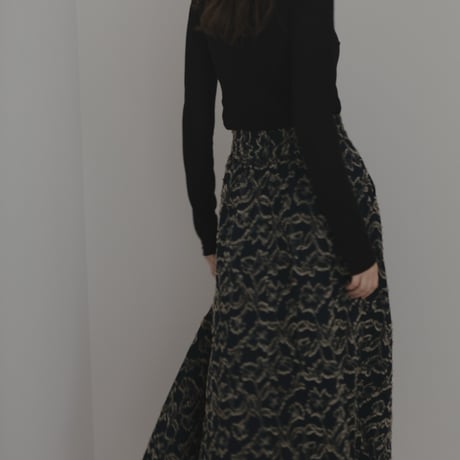 ladies Maison Flare skirt / navy jacquard