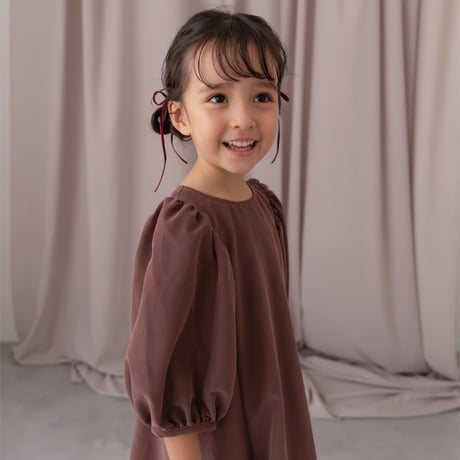 kids Puff sleeve dress / chocolate