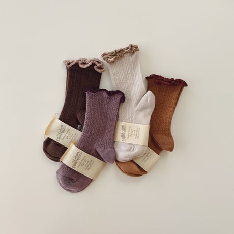 Collegien / Ambre - Lettuce Trim Pointelle Merino Wool Socks