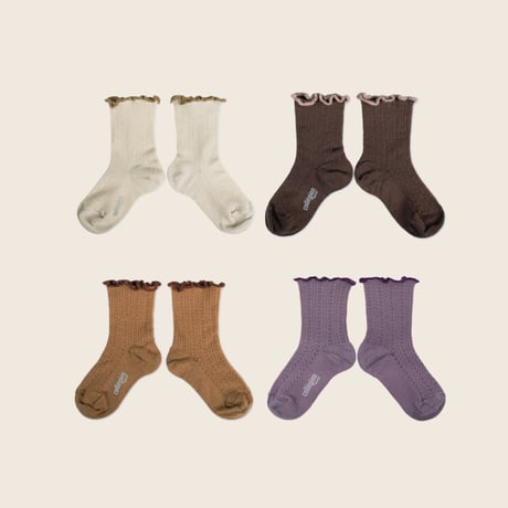 Collegien / Ambre - Lettuce Trim Pointelle Merino Wool Socks