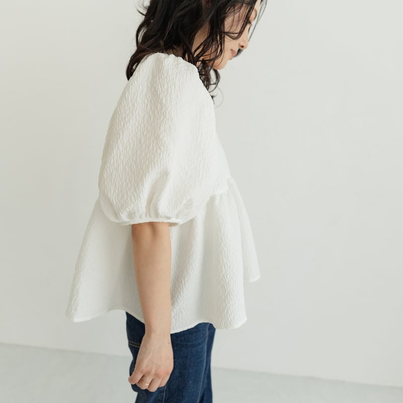 【美品　実物写真あり】Jacquard Docking Blouseホワイト Jacquard Docking Blouse – L'AUBE BLANC