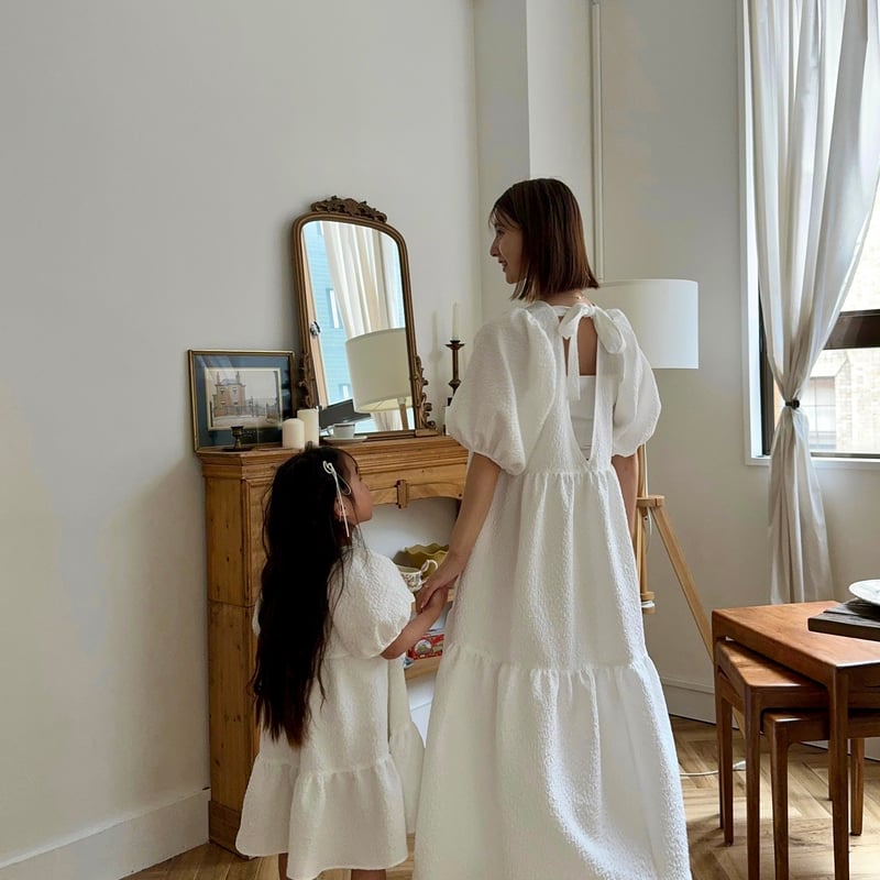 kids Back ribbon dress / white | june -little c