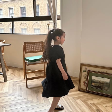 kids Back ribbon dress / black