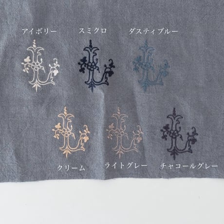 Antique embroidery item / blue grey