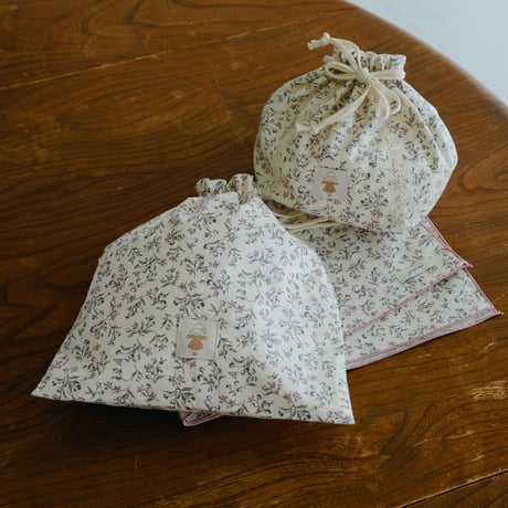 Lunch bag / cream flower