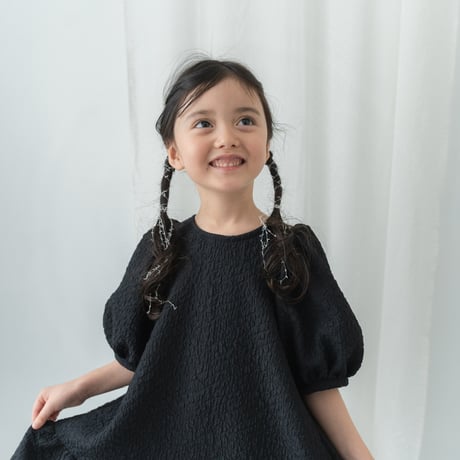 kids Back ribbon dress / black