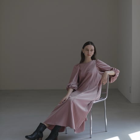 ladies Puff sleeve dress / baked pink