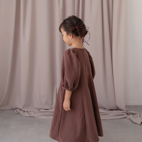 kids Puff sleeve dress / chocolate