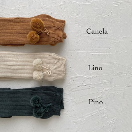 condor / Pompoms rib knee-high socks  3015-2