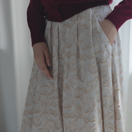 ladies Maison Flare skirt / milk tea jacquard