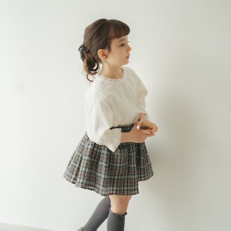 Gather skirt / Choco mint check