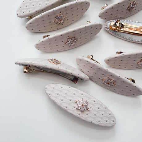 Flower bijou barrette / ecru